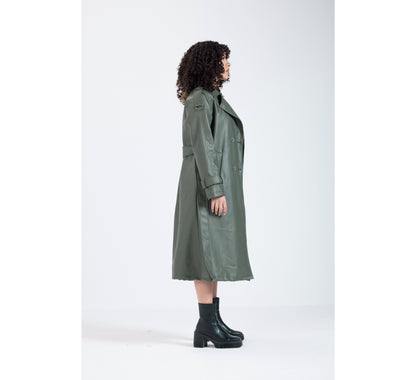 Olive Green Leather Coat