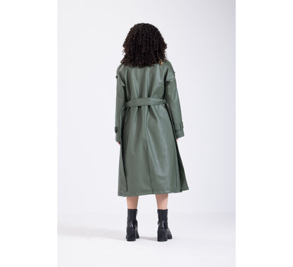 Olive Green Leather Coat