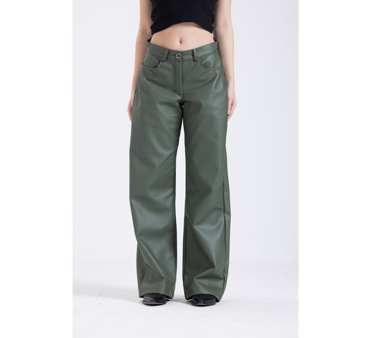 Olive Green Leather Pants