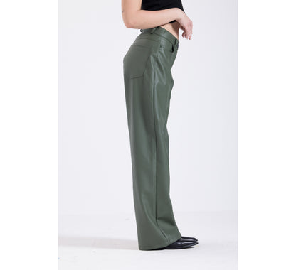 Olive Green Leather Pants