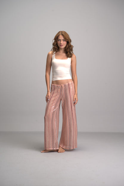 Coral bling pants