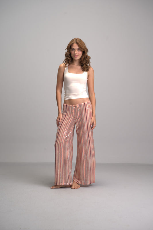 Coral bling pants